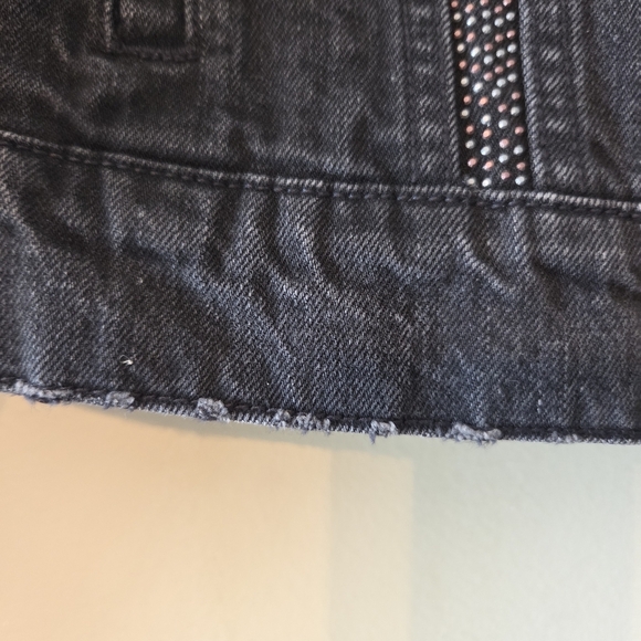 Current Elliott Women's Black "The Studded Baby Trucker" Jean Jacket Sz 1 Small - Picture 12 of 13